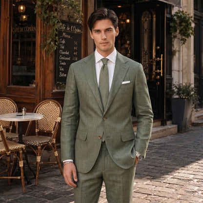 Tailored Fit Single Breasted Two-buttons 2 Pieces Solid coloured Men's Wedding Suits