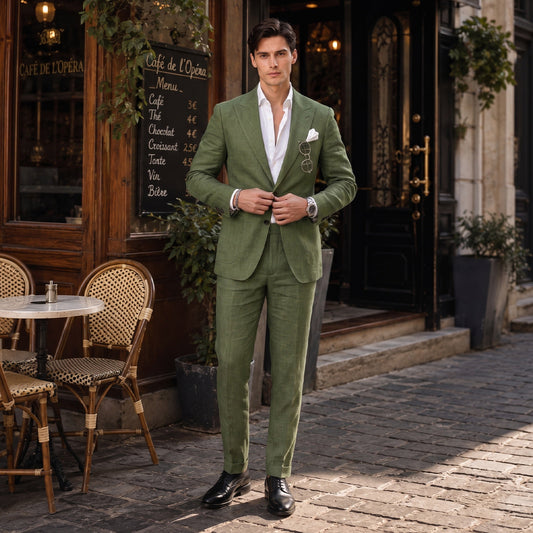Tailored Fit Single Breasted Two-buttons 2 Pieces Solid coloured Men's Wedding Suits
