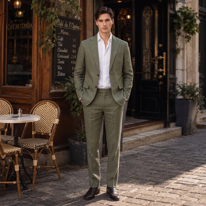 Tailored Fit Single Breasted Two-buttons 2 Pieces Solid coloured Men's Wedding Suits