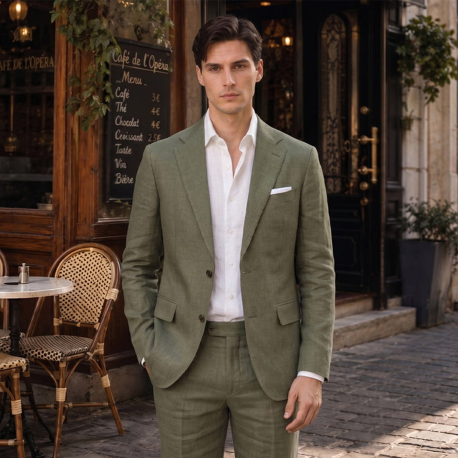 Tailored Fit Single Breasted Two-buttons 2 Pieces Solid coloured Men's Wedding Suits