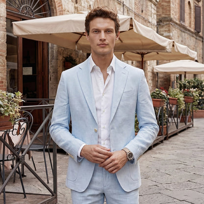 Tailored Fit Single Breasted Two-buttons Solid Men's Wedding Jackets