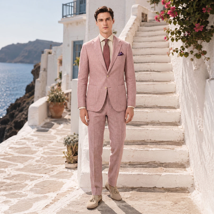Tailored Fit Single Breasted Two-buttons 2 Pieces Solid coloured Men's Wedding Suits