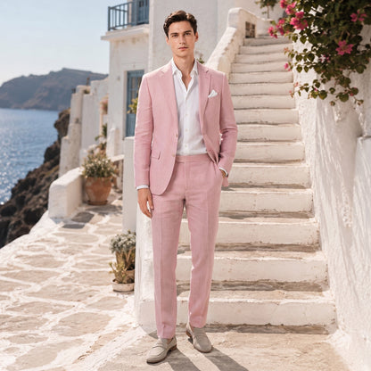 Tailored Fit Single Breasted Two-buttons 2 Pieces Solid coloured Men's Wedding Suits