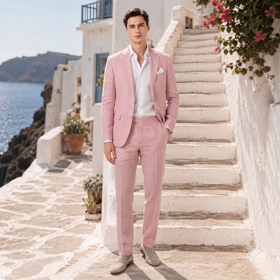 Tailored Fit Single Breasted Two-buttons 2 Pieces Solid coloured Men's Wedding Suits