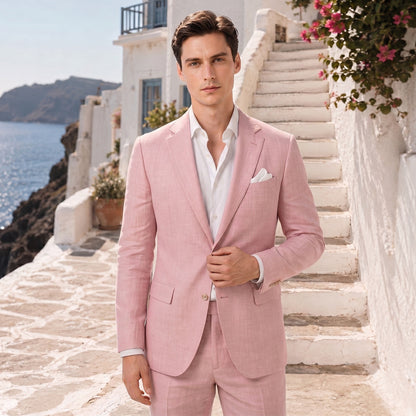 Tailored Fit Single Breasted Two-buttons 2 Pieces Solid coloured Men's Wedding Suits
