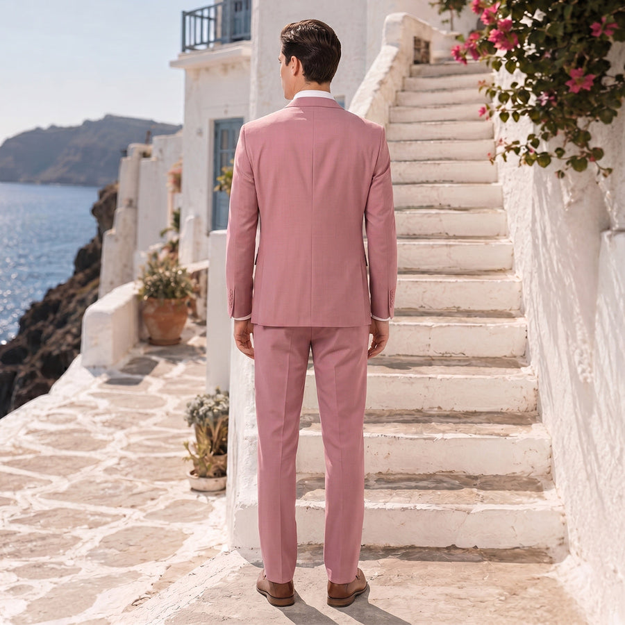 Tailored Fit Single Breasted Two-buttons 3 Pieces Solid coloured Men's Wedding Suits