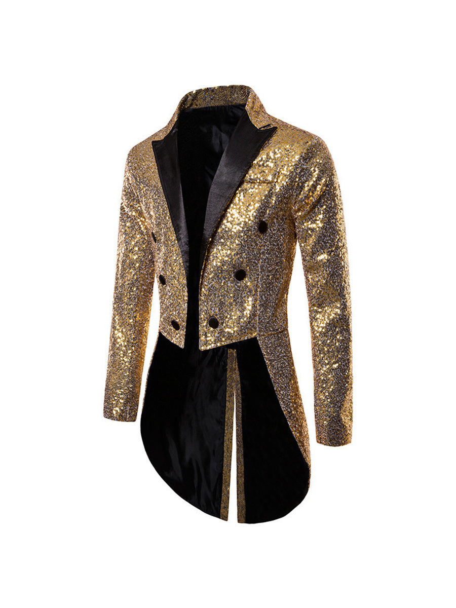 Tailored Fit Single Breasted Six-Button Sequin Coloured Men's Party Jacket