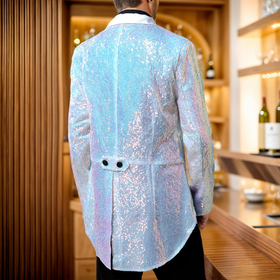 Tailored Fit Single Breasted Six-Button Sequin Coloured Men's Party Jacket