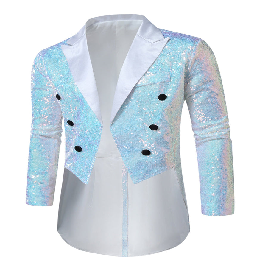Tailored Fit Single Breasted Six-Button Sequin Coloured Men's Party Jacket