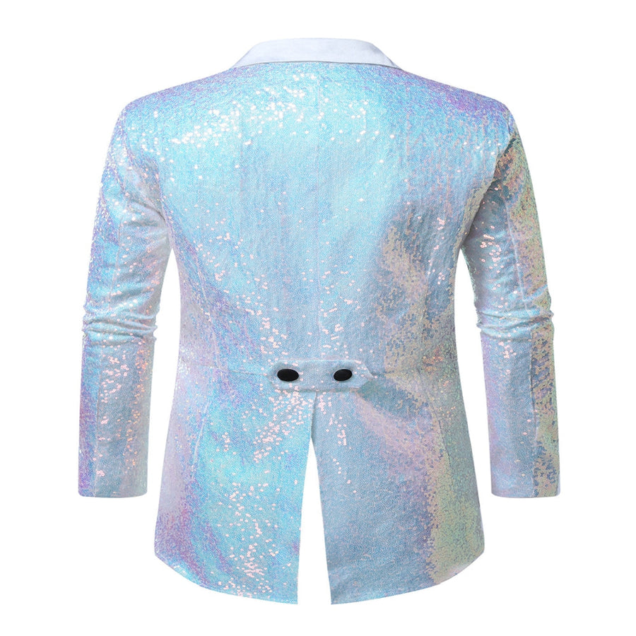 Tailored Fit Single Breasted Six-Button Sequin Coloured Men's Party Jacket