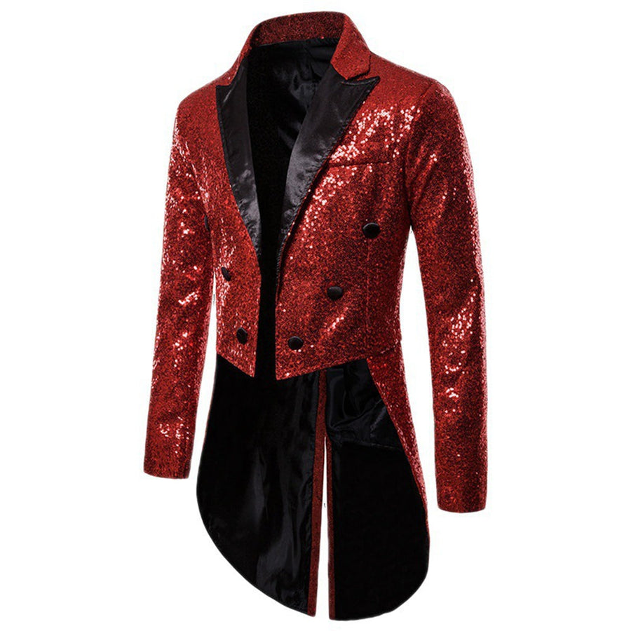 Tailored Fit Single Breasted Six-Button Sequin Coloured Men's Party Jacket
