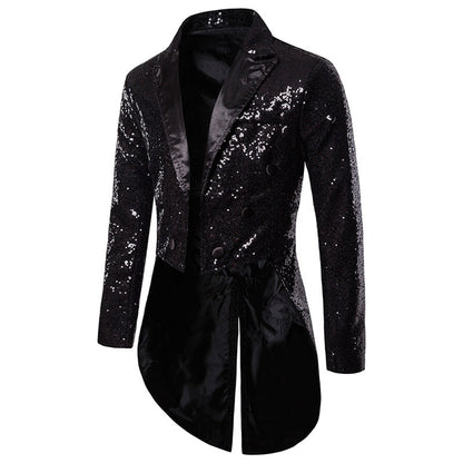 Tailored Fit Single Breasted Six-Button Sequin Coloured Men's Party Jacket