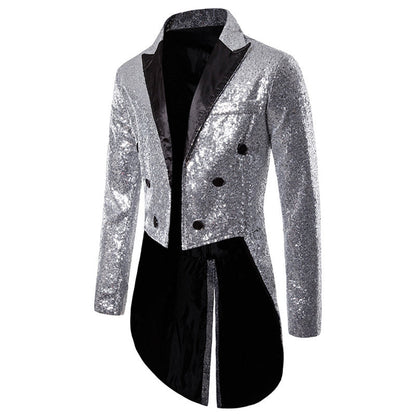 Tailored Fit Single Breasted Six-Button Sequin Coloured Men's Party Jacket
