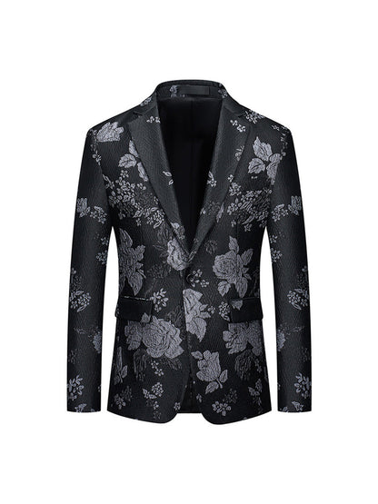 Tailored Fit Notched Lapel Single Breasted One-button Men's Party Jacket