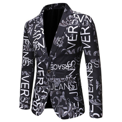 Men's Tailored Fit Notched Lapel Single Breasted One-button Printed Floral Jacket