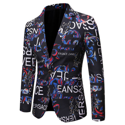 Men's Tailored Fit Notched Lapel Single Breasted One-button Printed Floral Jacket