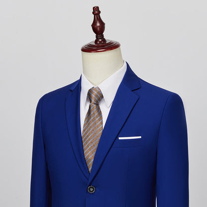 Tailored Fit Single Breasted One-button 2 Pieces Solid Coloured Men's Casual Suits