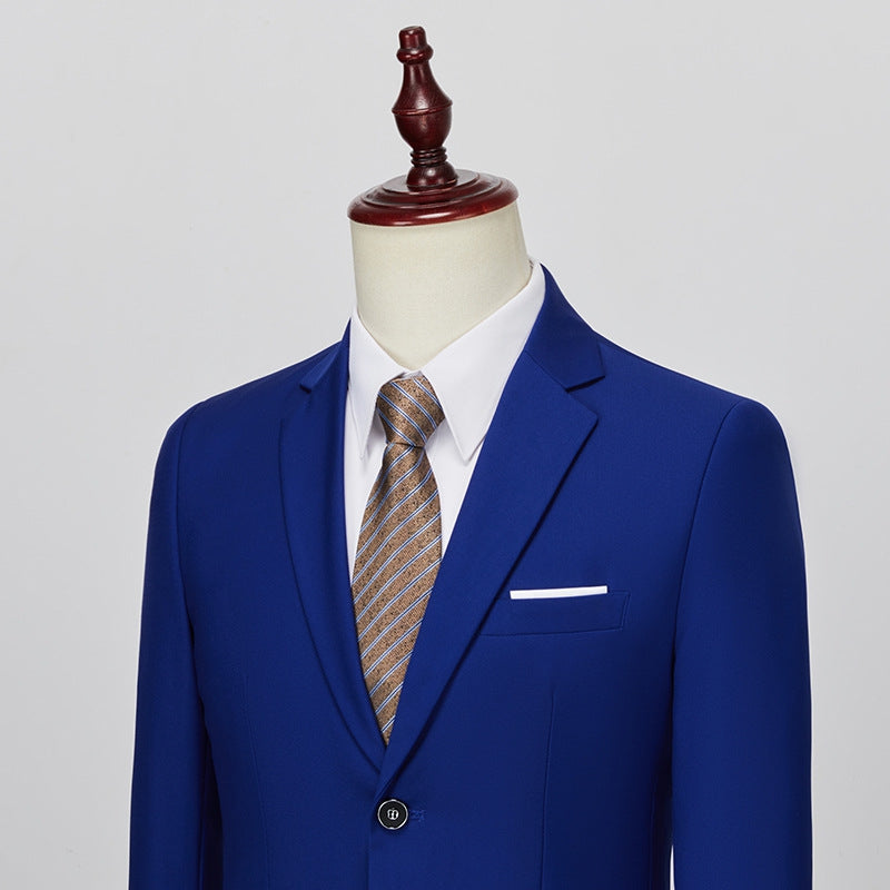 Tailored Fit Single Breasted One-button 2 Pieces Solid Coloured Men's Casual Suits