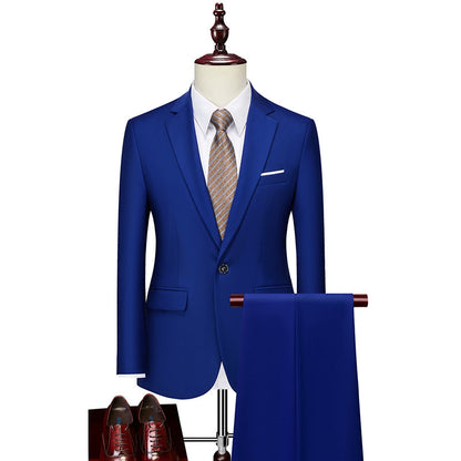 Tailored Fit Single Breasted One-button 2 Pieces Solid Coloured Men's Casual Suits