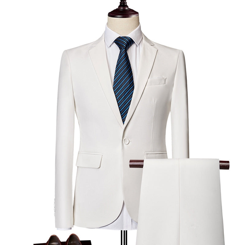 Tailored Fit Single Breasted One-button 2 Pieces Solid Coloured Men's Casual Suits