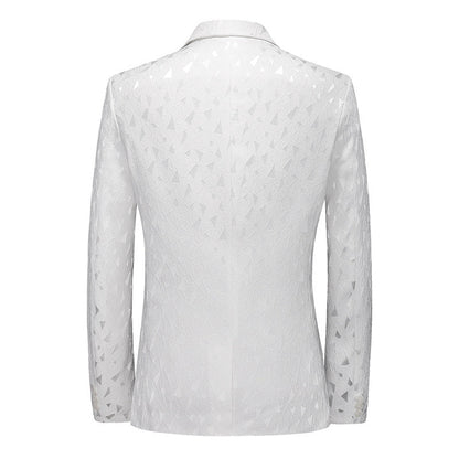 Tailored Fit Notched Lapel Single Breasted Two-button Geometric Men's Fashionable Jacket