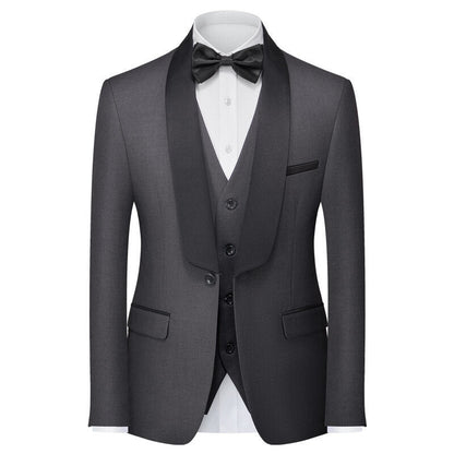Tailored Fit Shawl Lapel Single Breasted One-button 3 Pieces Solid Coloured Men's Suits