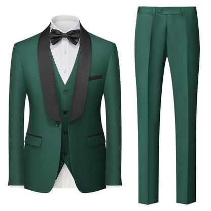 Tailored Fit Shawl Lapel Single Breasted One-button 3 Pieces Solid Coloured Men's Suits