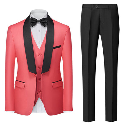 Tailored Fit Shawl Lapel Single Breasted One-button 3 Pieces Solid Coloured Men's Suits