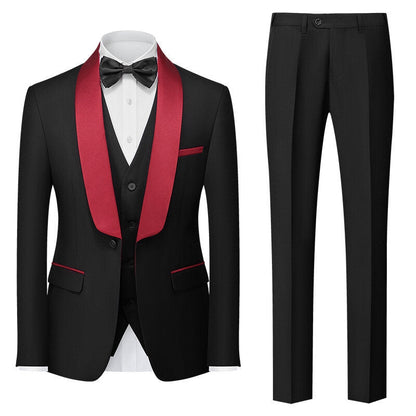 Tailored Fit Shawl Lapel Single Breasted One-button 3 Pieces Solid Coloured Men's Suits