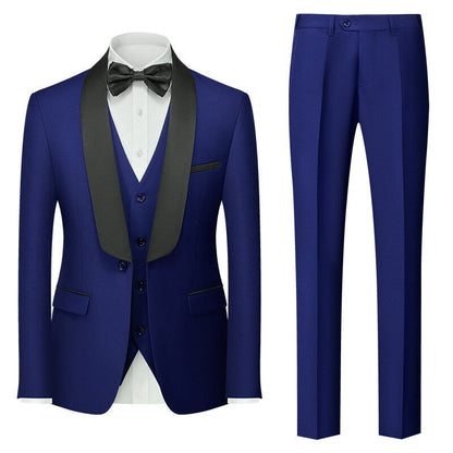 Tailored Fit Shawl Lapel Single Breasted One-button 3 Pieces Solid Coloured Men's Suits