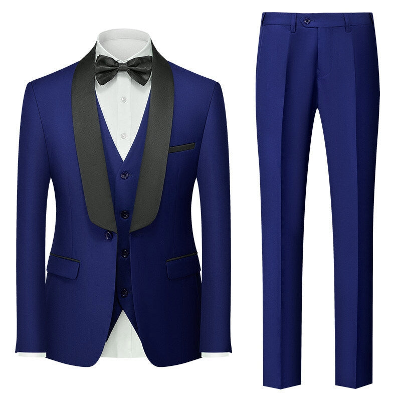 Tailored Fit Shawl Lapel Single Breasted One-button 3 Pieces Solid Coloured Men's Suits