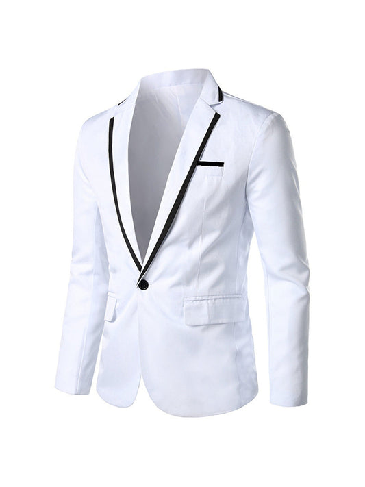 Tailored Fit Notched Lapel Single Breasted One-button Solid Coloured Men's Formal Jacket