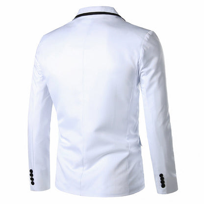 Tailored Fit Notched Lapel Single Breasted One-button Solid Coloured Men's Formal Jacket