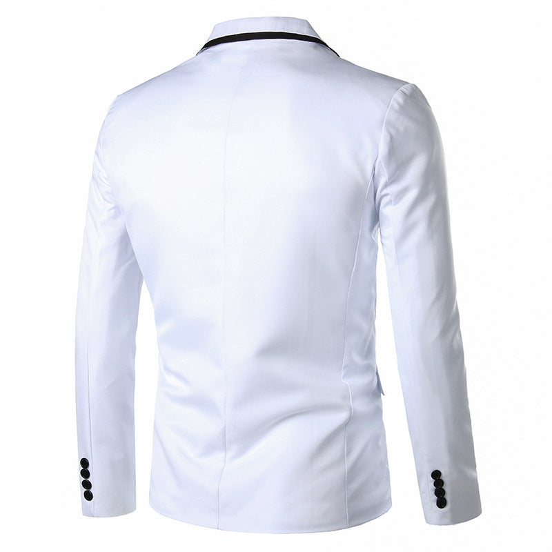 Tailored Fit Notched Lapel Single Breasted One-button Solid Coloured Men's Formal Jacket