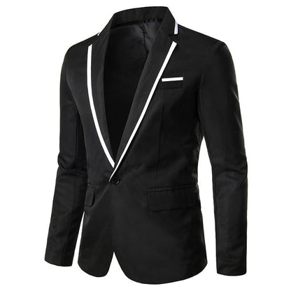 Tailored Fit Notched Lapel Single Breasted One-button Solid Coloured Men's Formal Jacket