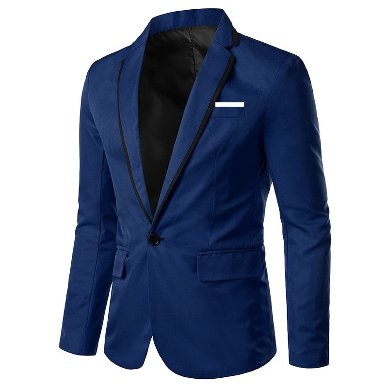 Tailored Fit Notched Lapel Single Breasted One-button Solid Coloured Men's Formal Jacket