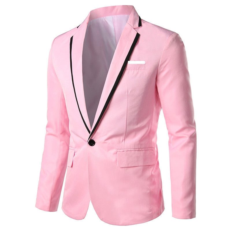 Tailored Fit Notched Lapel Single Breasted One-button Solid Coloured Men's Formal Jacket
