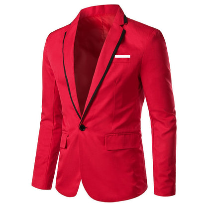 Tailored Fit Notched Lapel Single Breasted One-button Solid Coloured Men's Formal Jacket