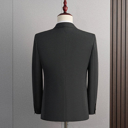 Tailored Fit Peak Lapel Double Breasted Four-Buttons Solid Coloured Men's Formal Jacket