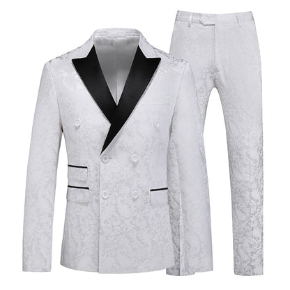 Tailored Fit Peaked Lapel Double Breasted Six-Buttons 2 Piece Men's Party Suits