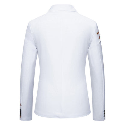 Tailored Fit Notched Lapel Single Breasted One-Button Floral Printed Men's Party Jacket