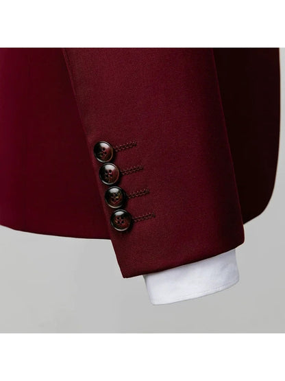 Tailored Fit Double Breasted Two-button 3 Pieces Solid Coloured Men's Wedding Suits