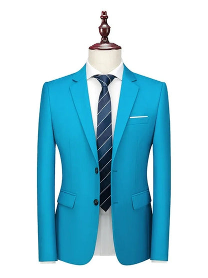 Tailored Fit Single Breasted Two-button 2 Pieces Solid Coloured Men's Casual Suits