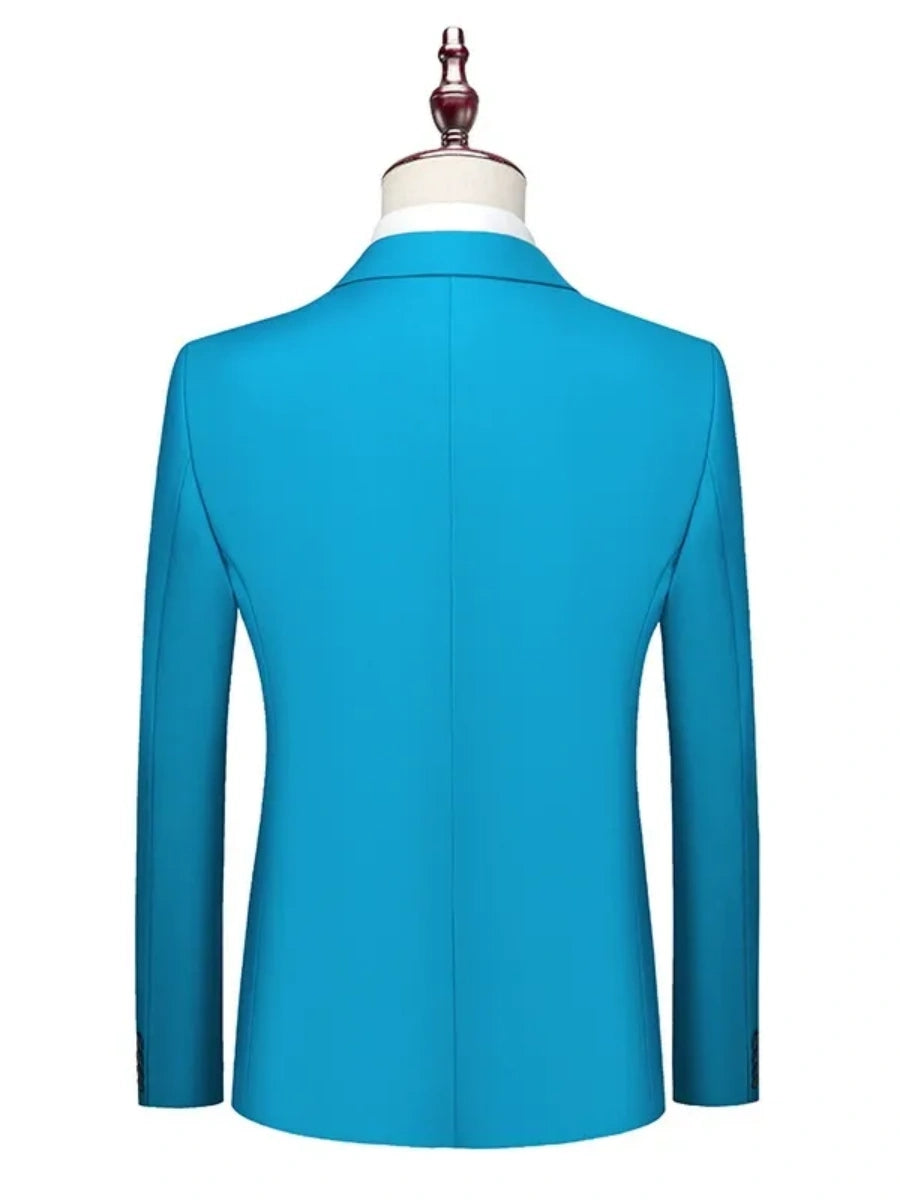 Tailored Fit Single Breasted Two-button 2 Pieces Solid Coloured Men's Casual Suits