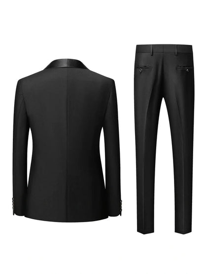 Tailored Fit Shawl Lape Single Breasted One-button 3 Pieces Solid coloured Men's Wedding Suits