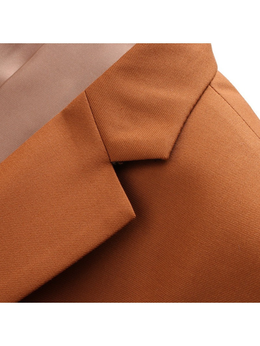 Tailored Fit Notched Lapel Single Breasted One-Button Solid colour 2 Piece Men's Party Suits