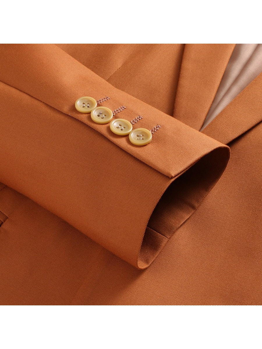 Tailored Fit Notched Lapel Single Breasted One-Button Solid colour 2 Piece Men's Party Suits