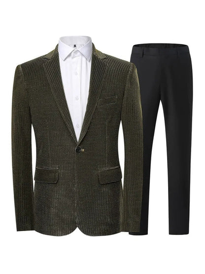 Tailored Fit Notched Lapel Single Breasted One-Button Solid colour 2 Piece Men's Party Suits