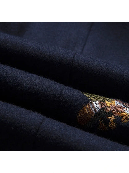 Tailored Fit Notched Lapel Single Breasted One-button Men's Party Jacket With Embroidery
