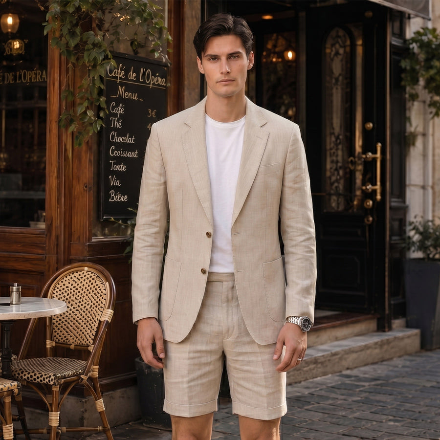 Tailored Fit Single Breasted Summer Two-buttons 2 Pieces Solid coloured Men's Wedding Suits